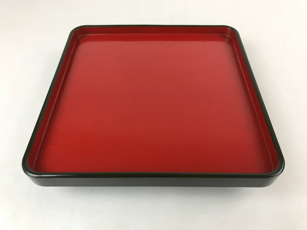 Japanese Lacquered Wooden Legged Tray Table Vtg Square Ozen Black Red L104