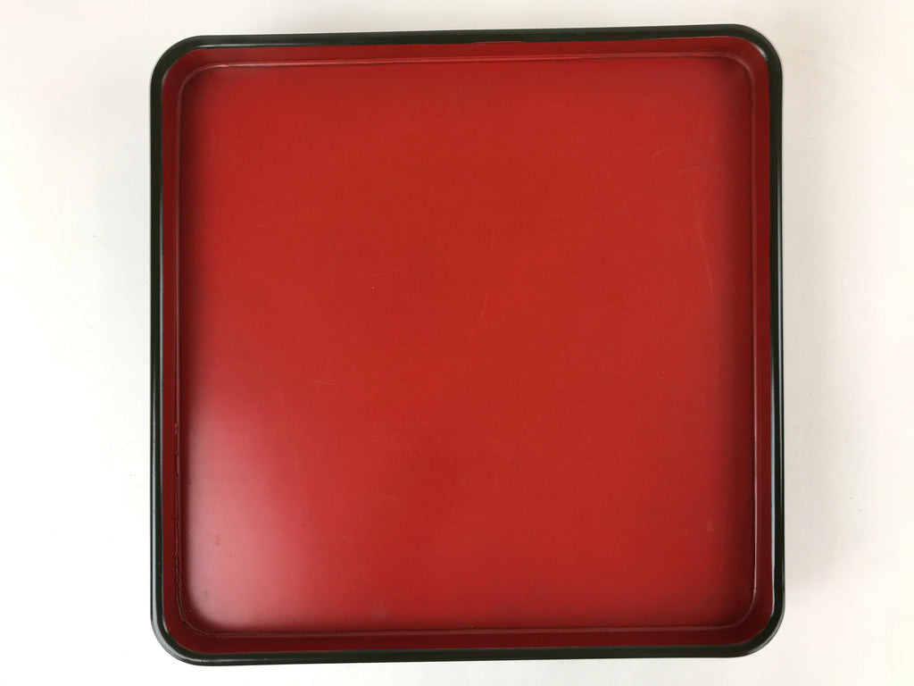 Japanese Lacquered Wooden Legged Tray Table Vtg Square Ozen Black Red L105