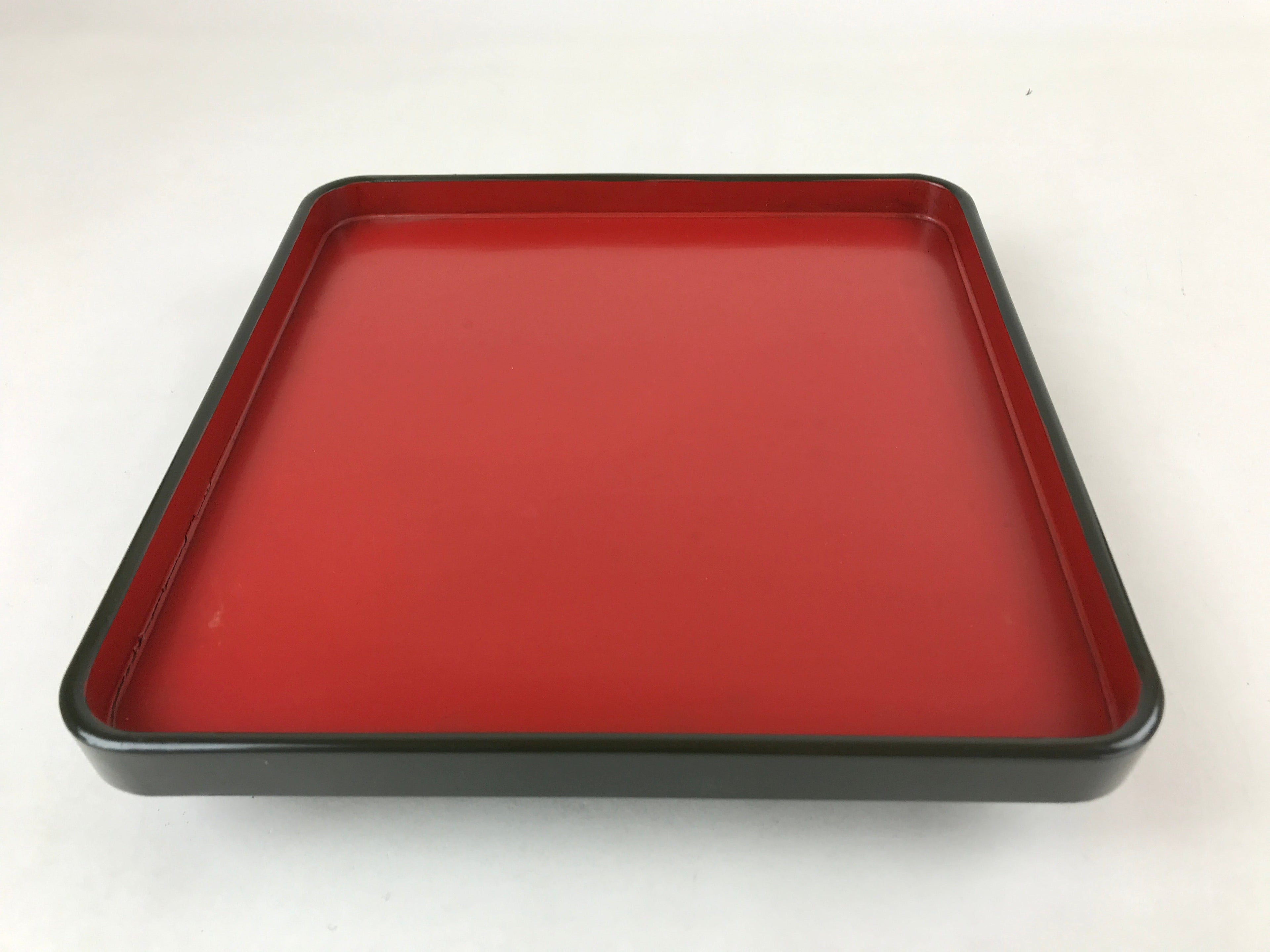 Japanese Lacquered Wooden Legged Tray Table Vtg Square Ozen Black Red L105