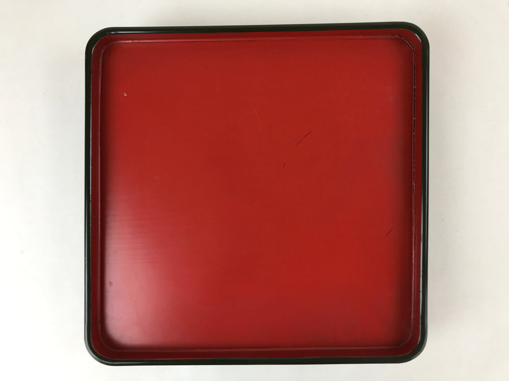 Japanese Lacquered Wooden Legged Tray Table Vtg Square Ozen Black Red L107