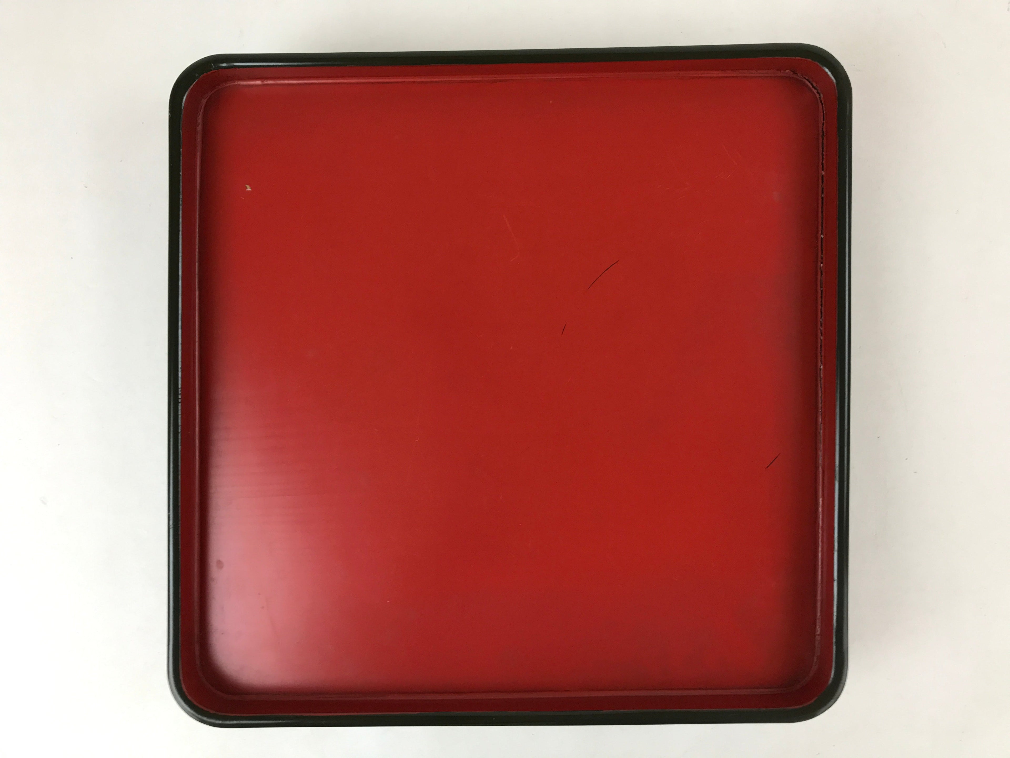 Japanese Lacquered Wooden Legged Tray Table Vtg Square Ozen Black Red L107