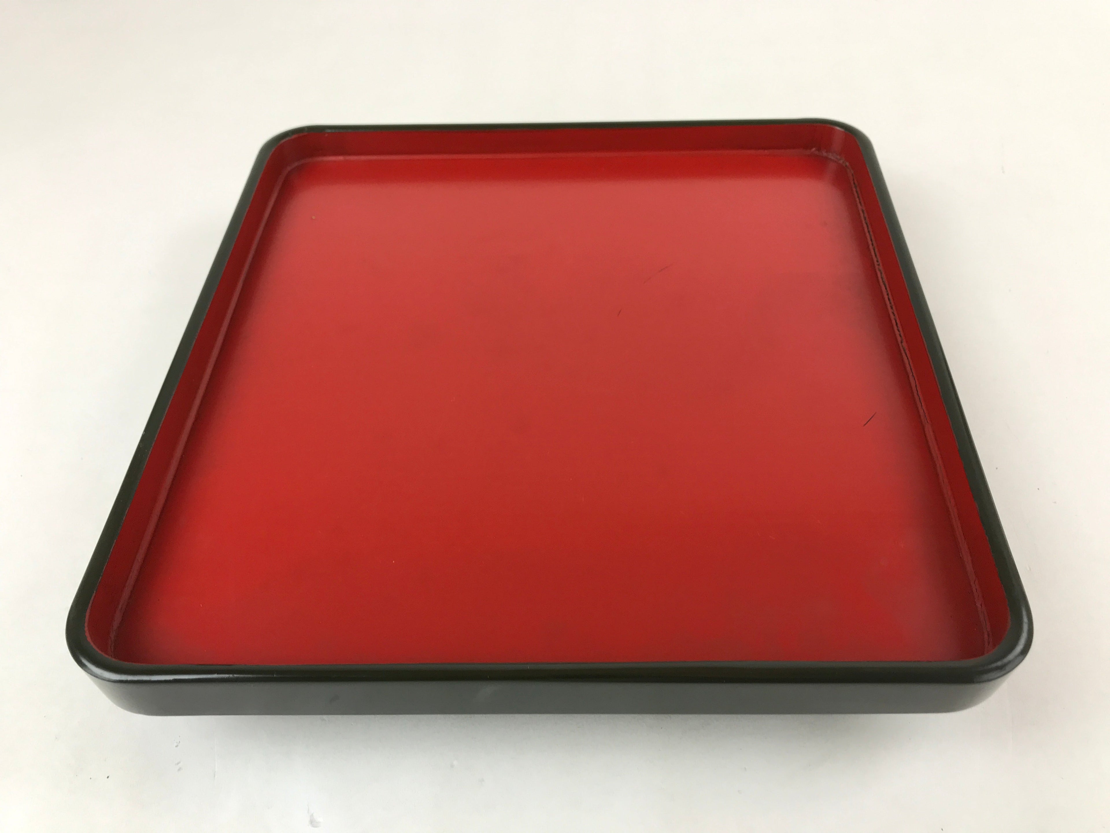 Japanese Lacquered Wooden Legged Tray Table Vtg Square Ozen Black Red L107