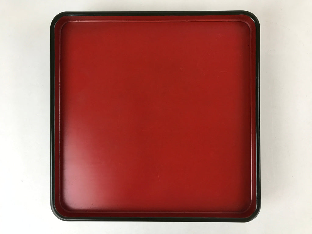 Japanese Lacquered Wooden Legged Tray Table Vtg Square Ozen Black Red L108