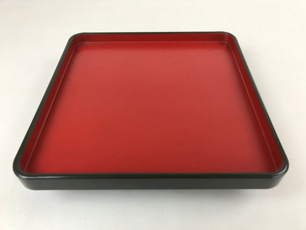 Japanese Lacquered Wooden Legged Tray Table Vtg Square Ozen Black Red L109