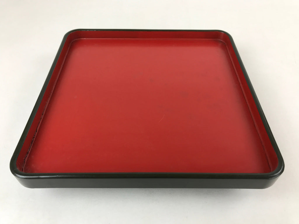 Japanese Lacquered Wooden Legged Tray Table Vtg Square Ozen Black Red L110