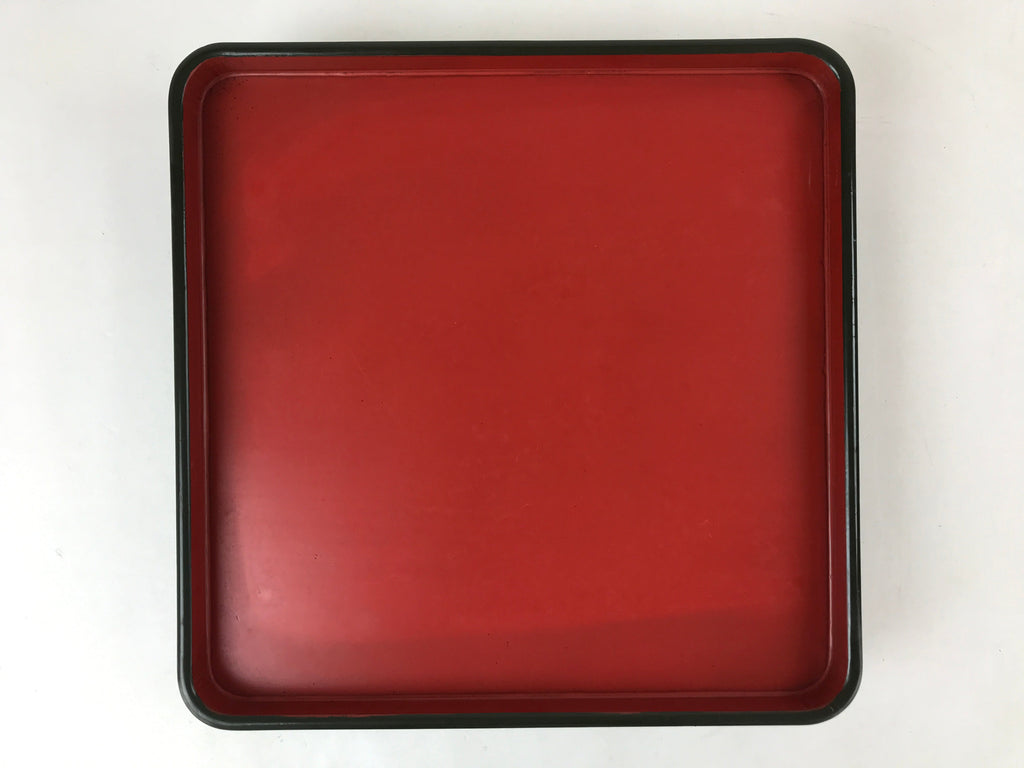 Japanese Lacquered Wooden Legged Tray Table Vtg Square Ozen Black Red L111