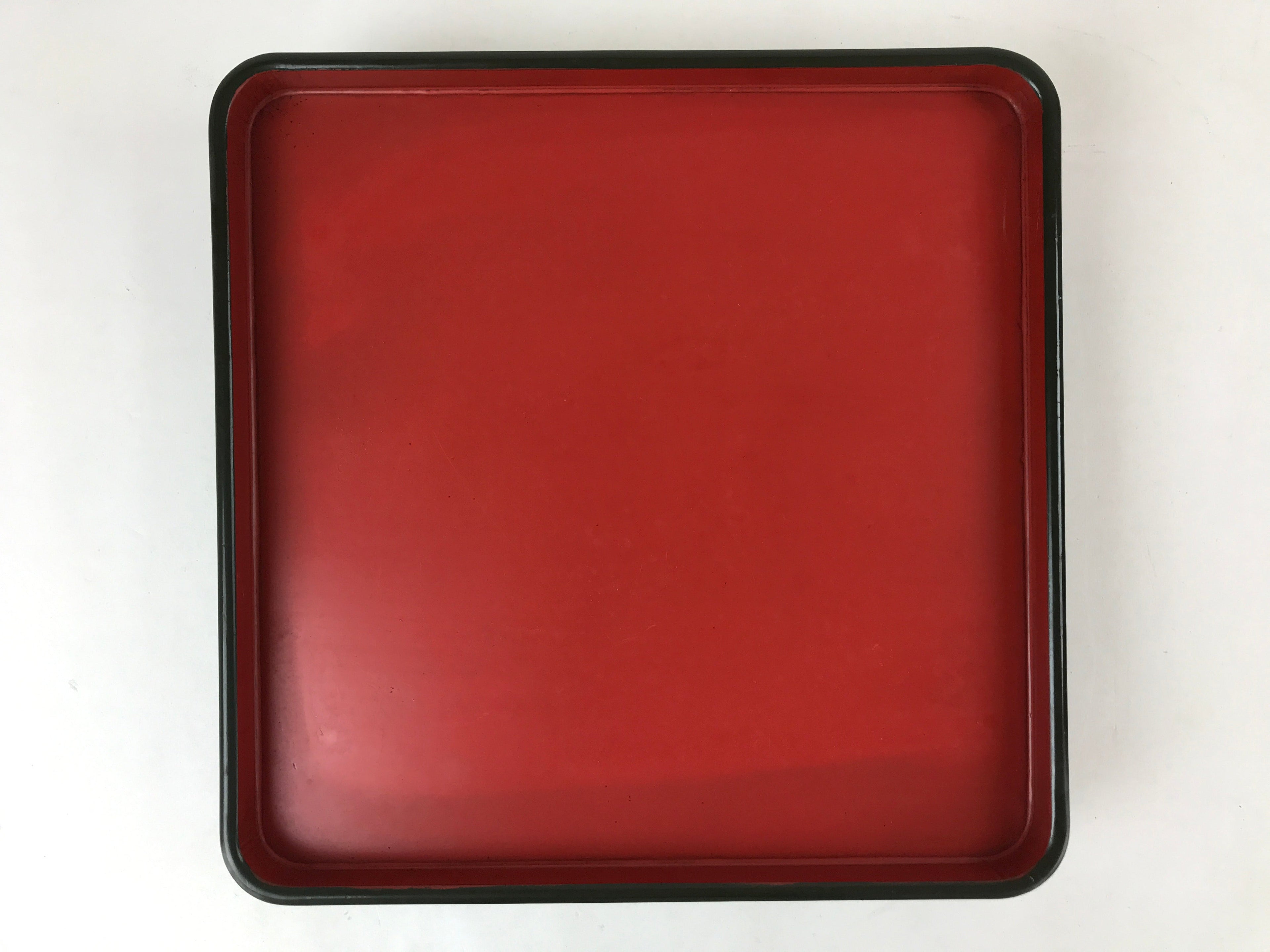 Japanese Lacquered Wooden Legged Tray Table Vtg Square Ozen Black Red L111