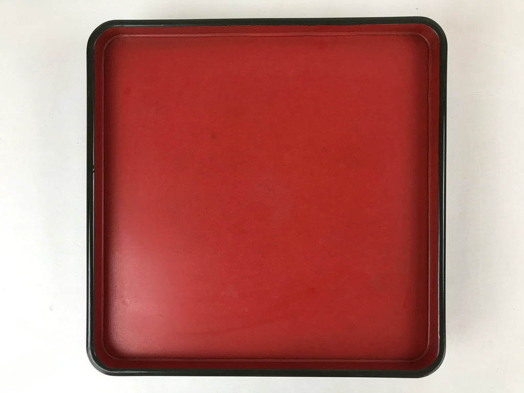 Japanese Lacquered Wooden Legged Tray Table Vtg Square Ozen Black Red L112