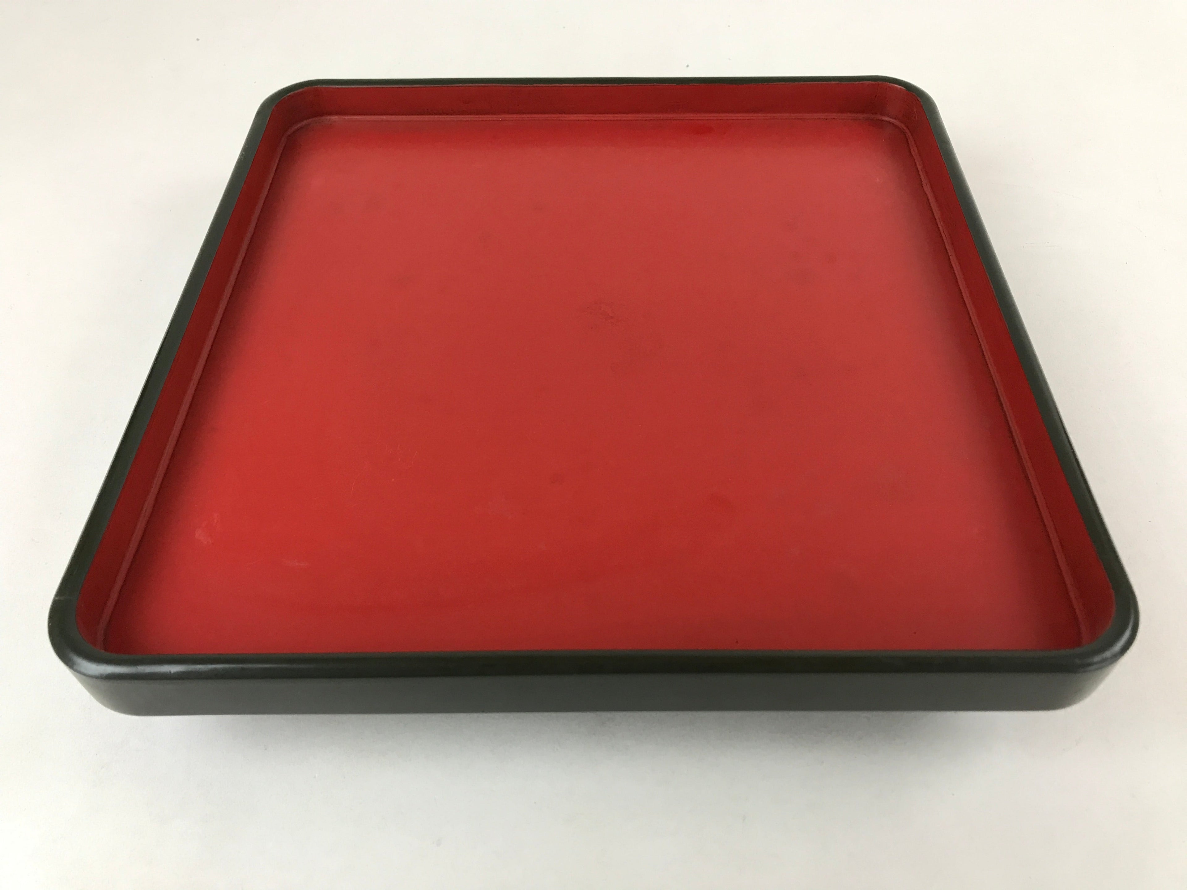 Japanese Lacquered Wooden Legged Tray Table Vtg Square Ozen Black Red L112