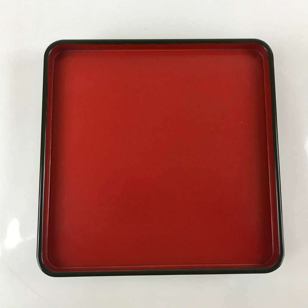 Japanese Lacquered Wooden Legged Tray Table Vtg Square Ozen Black Red L185