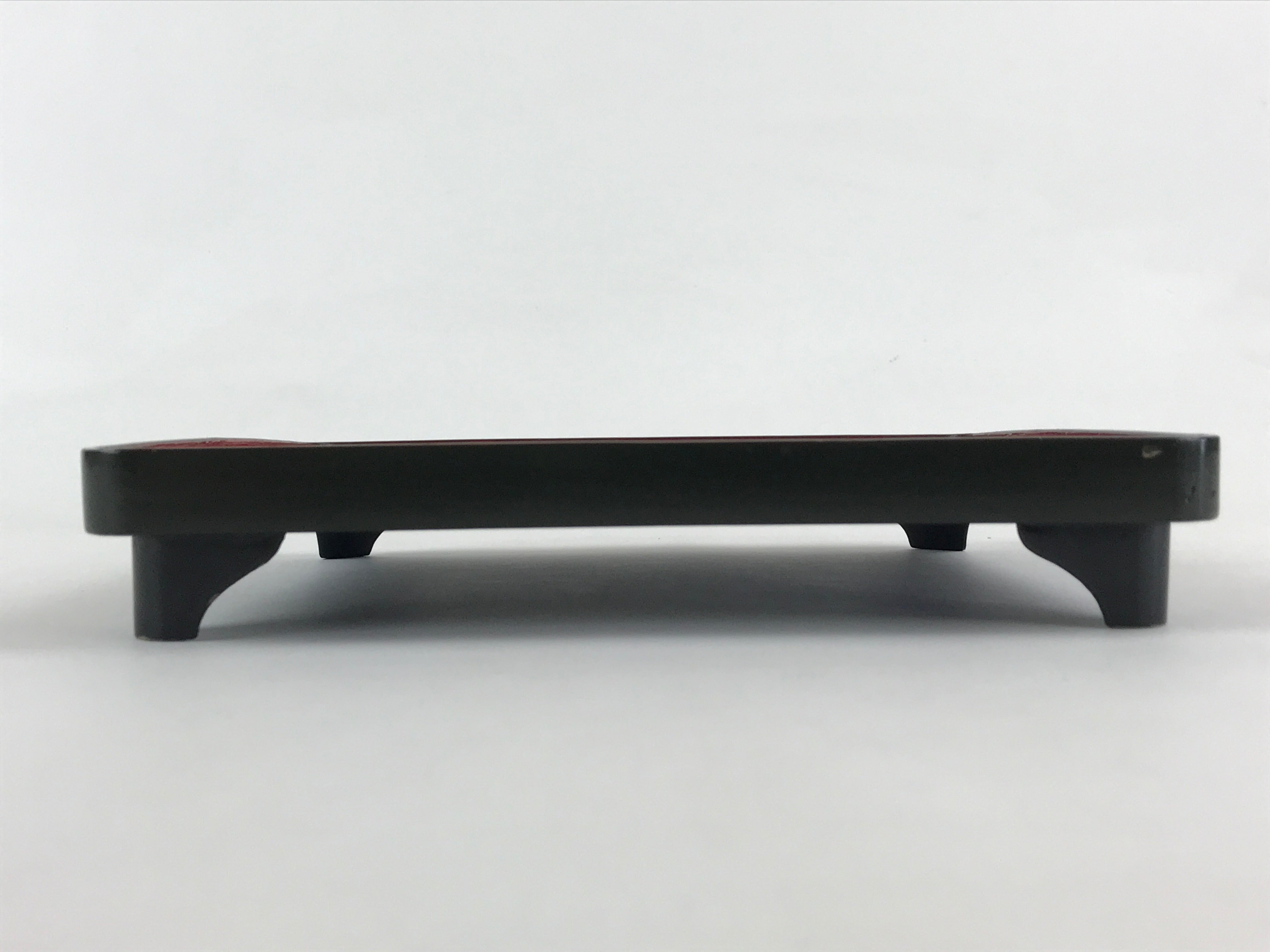 Japanese Lacquered Wooden Legged Tray Table Vtg Square Ozen Black Red UR985