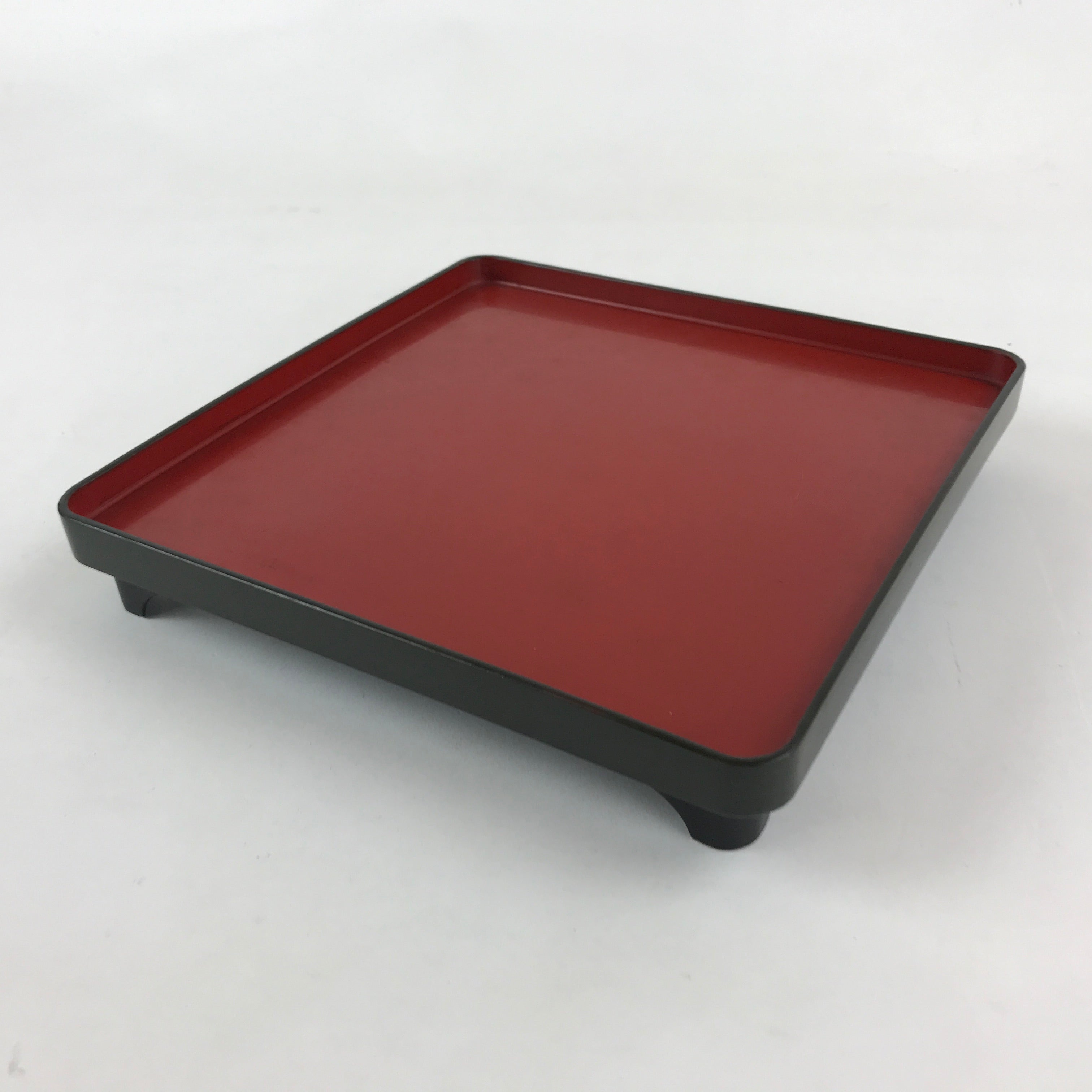 Japanese Lacquered Wooden Legged Tray Table Vtg Square Ozen Black Red UR985