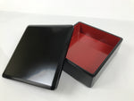 Japanese Lacquered Wooden Lidded Bento Box Vtg Jubako Classic Black Red L617