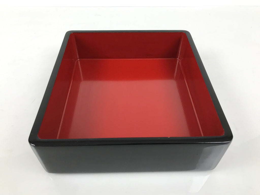 Japanese Lacquered Wooden Lidded Bento Box Vtg Jubako Classic Black Red L617