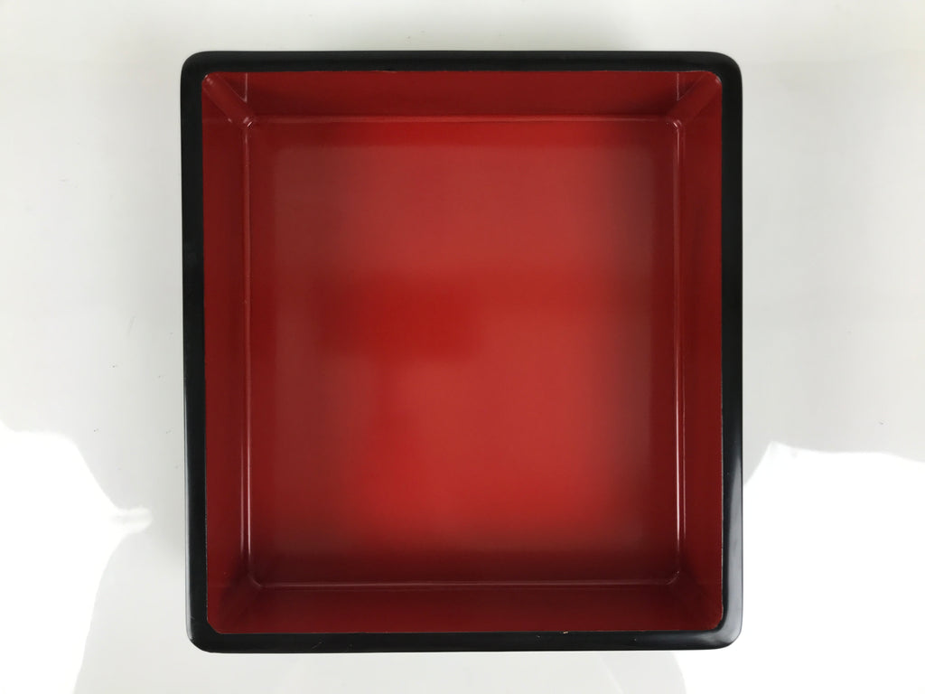 Japanese Lacquered Wooden Lidded Bento Box Vtg Jubako Classic Black Red L617