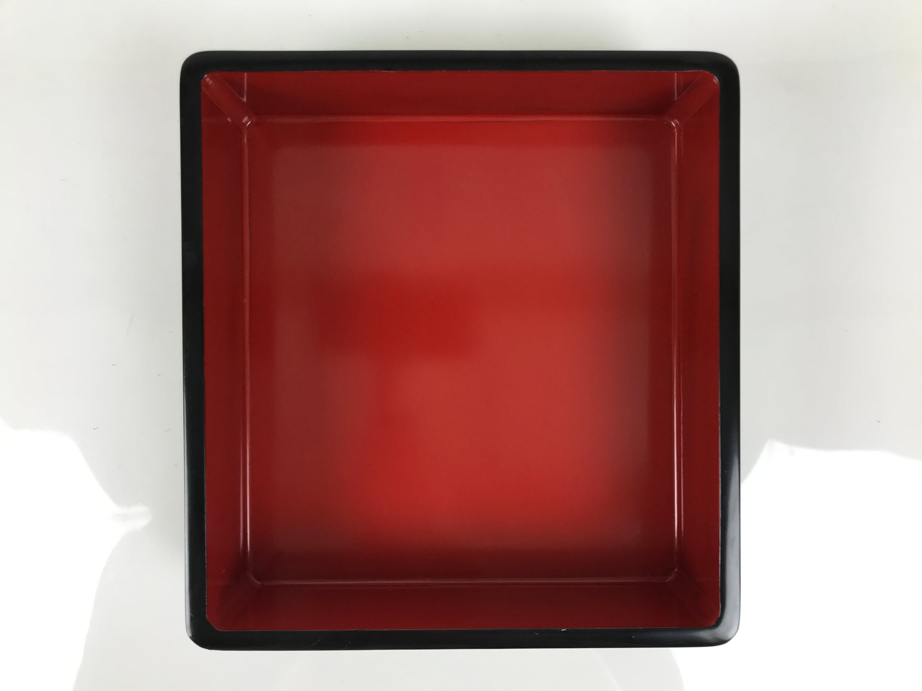 Japanese Lacquered Wooden Lidded Bento Box Vtg Jubako Classic Black Red L617