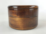 Japanese Lacquered Wooden Lidded Bento Lunch Box Vtg Brown Jubako 2 Tiers L65