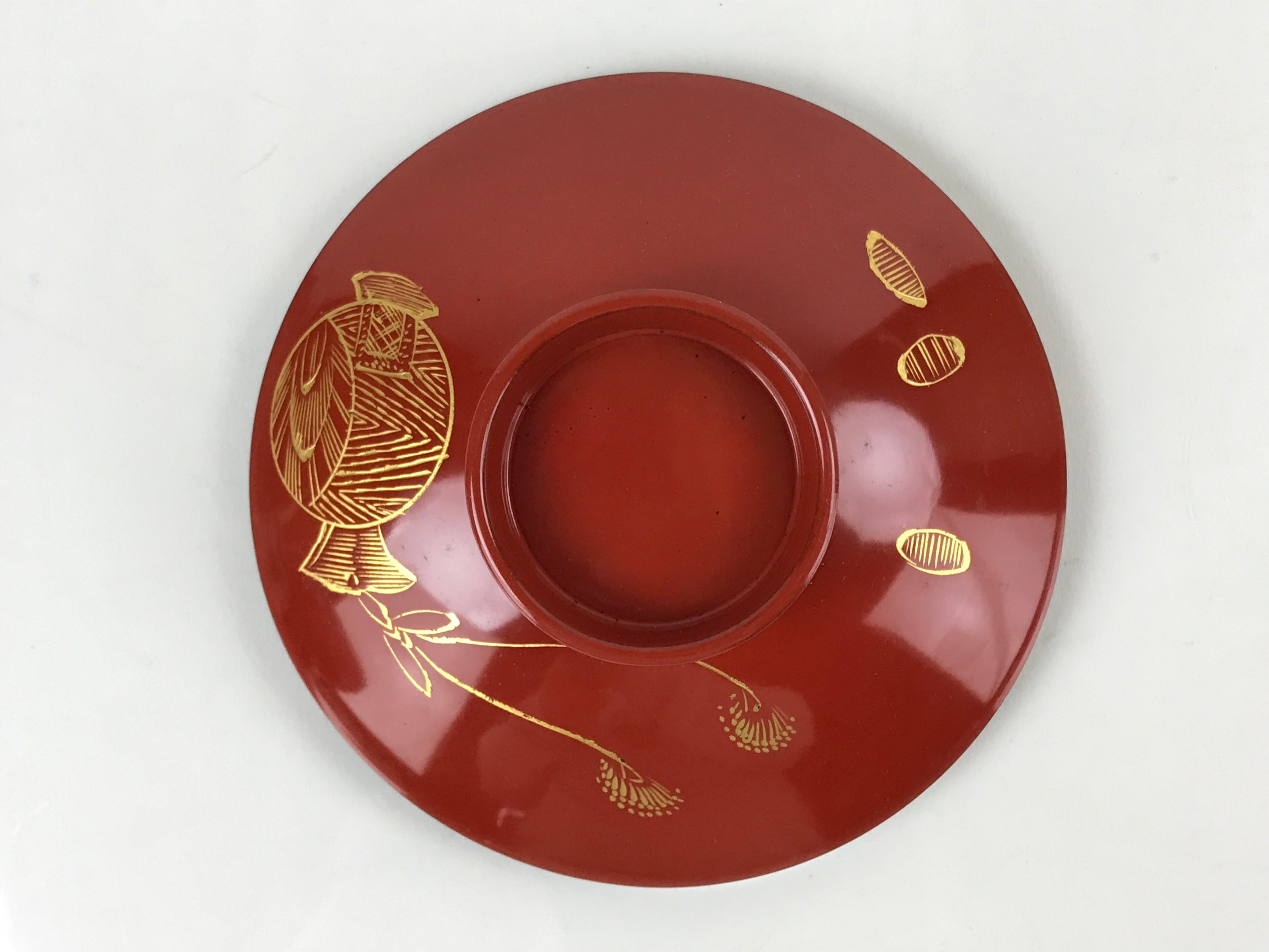 Japanese Lacquered Wooden Lidded Bowl Nimonowan Vtg Makie Red Black LB106