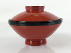 Japanese Lacquered Wooden Lidded Bowl Nimonowan Vtg Makie Red Black LB106