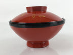 Japanese Lacquered Wooden Lidded Bowl Nimonowan Vtg Makie Red Black LB108