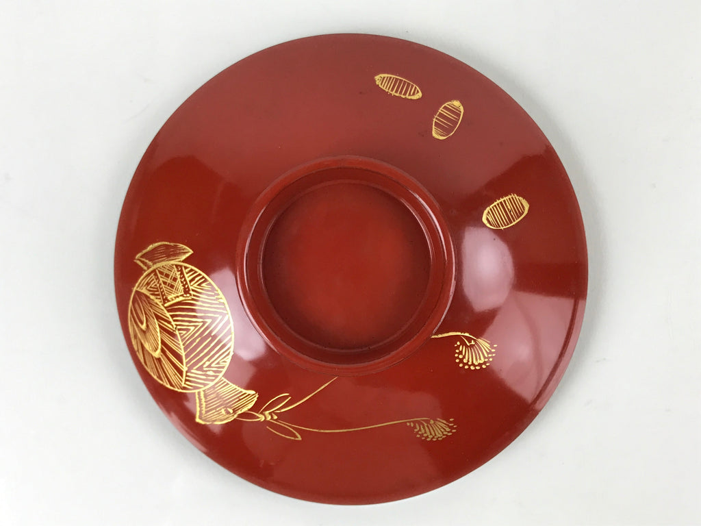 Japanese Lacquered Wooden Lidded Bowl Nimonowan Vtg Makie Red Black LB108