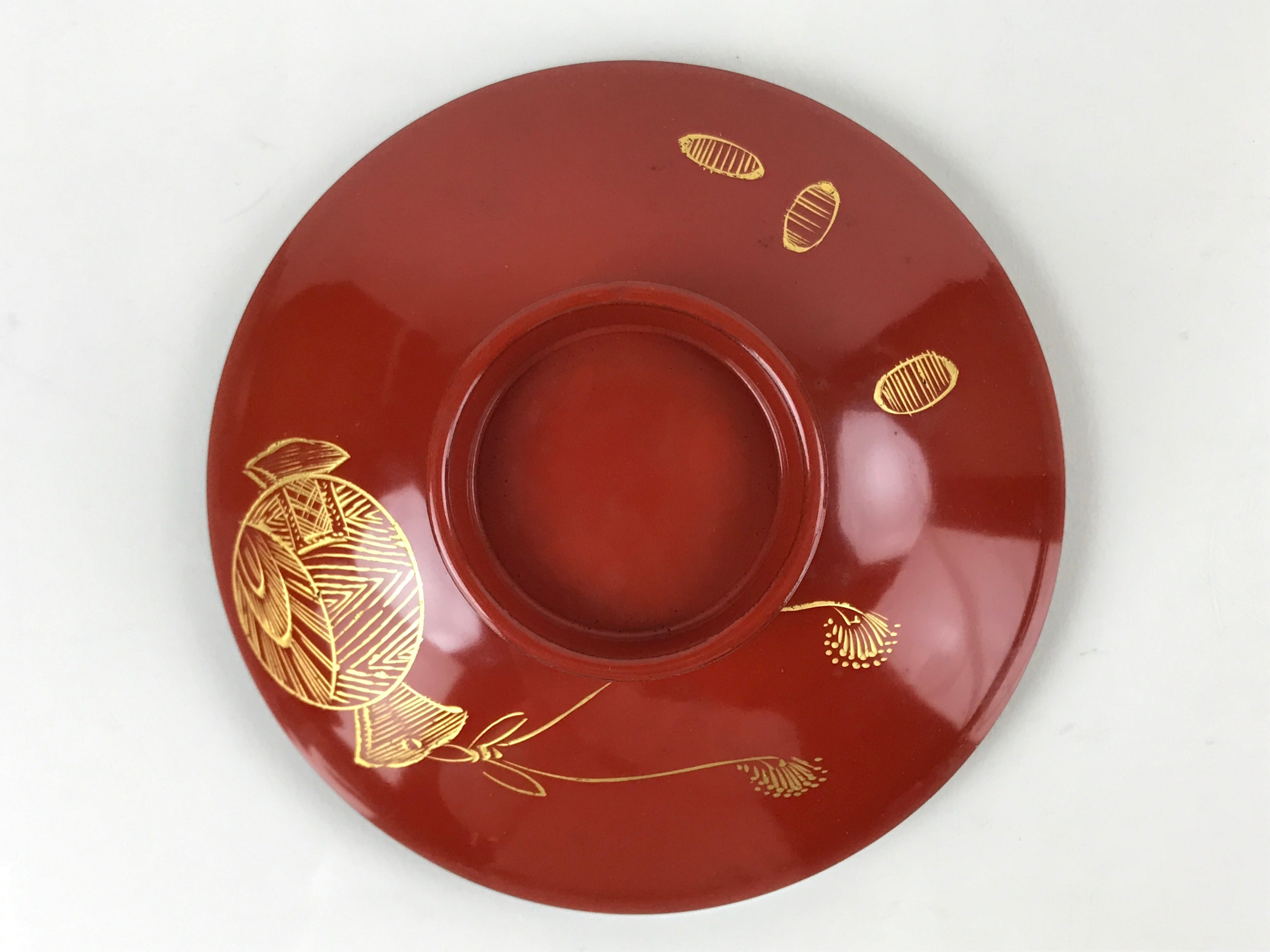 Japanese Lacquered Wooden Lidded Bowl Nimonowan Vtg Makie Red Black LB108