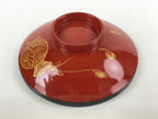 Japanese Lacquered Wooden Lidded Bowl Nimonowan Vtg Makie Red Black LB108
