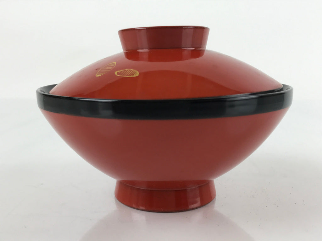 Japanese Lacquered Wooden Lidded Bowl Nimonowan Vtg Makie Red Black LB109