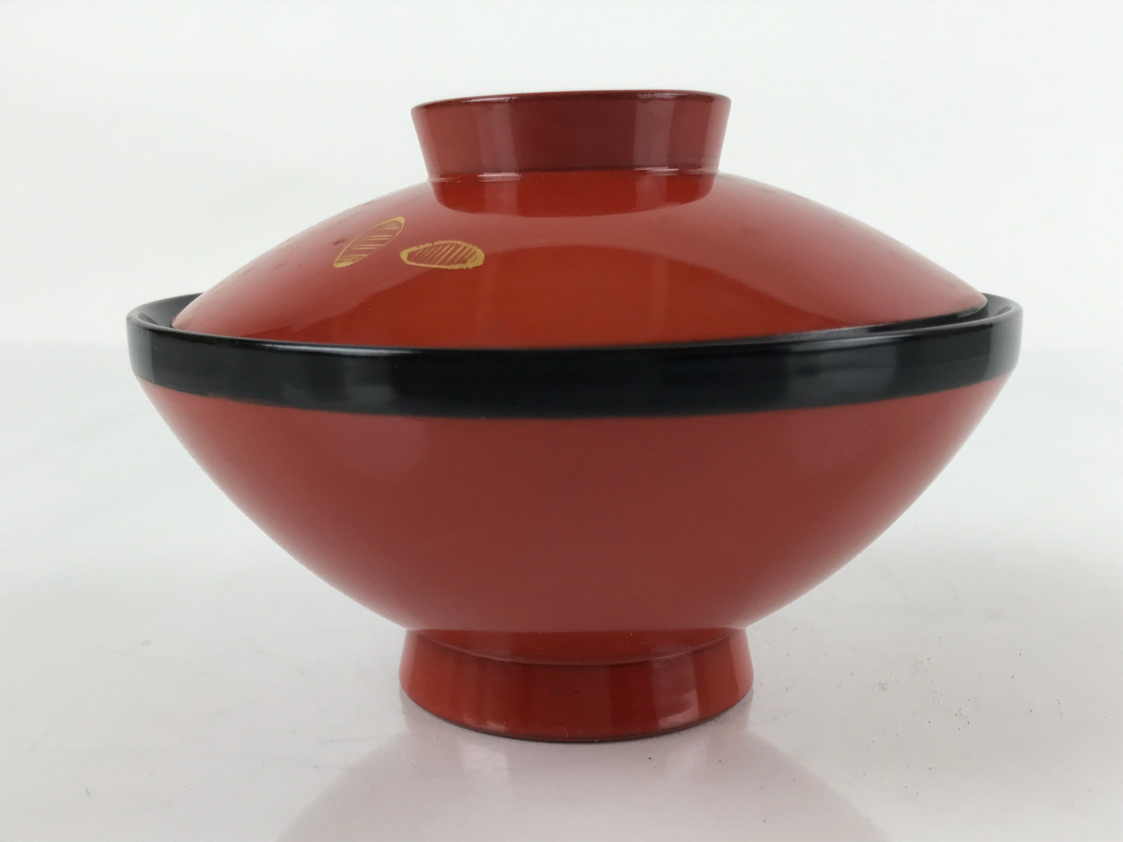 Japanese Lacquered Wooden Lidded Bowl Nimonowan Vtg Makie Red Black LB109