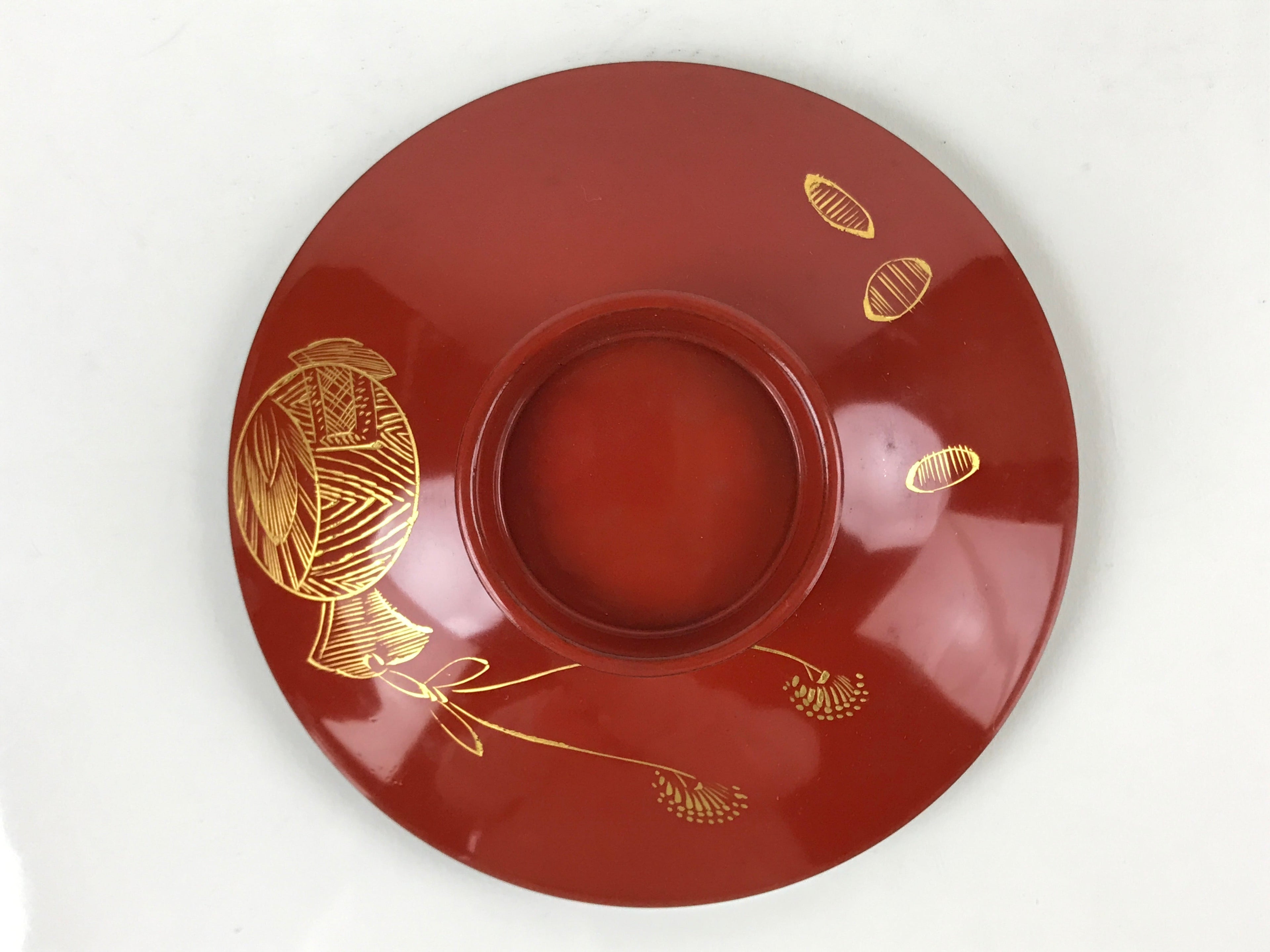 Japanese Lacquered Wooden Lidded Bowl Nimonowan Vtg Makie Red Black LB109