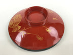 Japanese Lacquered Wooden Lidded Bowl Nimonowan Vtg Makie Red Black LB109