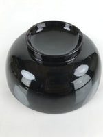 Japanese Lacquered Wooden Lidded Bowl Nimonowan Vtg Simple Black Gold LB113