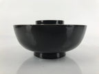 Japanese Lacquered Wooden Lidded Bowl Nimonowan Vtg Simple Black Gold LB113