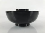 Japanese Lacquered Wooden Lidded Bowl Nimonowan Vtg Simple Black Gold LB113