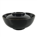Japanese Lacquered Wooden Lidded Bowl Nimonowan Vtg Simple Black Gold LB113