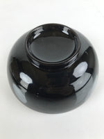 Japanese Lacquered Wooden Lidded Bowl Nimonowan Vtg Simple Black Gold LB114