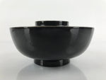 Japanese Lacquered Wooden Lidded Bowl Nimonowan Vtg Simple Black Gold LB114