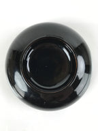 Japanese Lacquered Wooden Lidded Bowl Nimonowan Vtg Simple Black Gold LB115