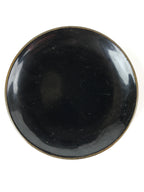 Japanese Lacquered Wooden Lidded Bowl Nimonowan Vtg Simple Black Gold LB116