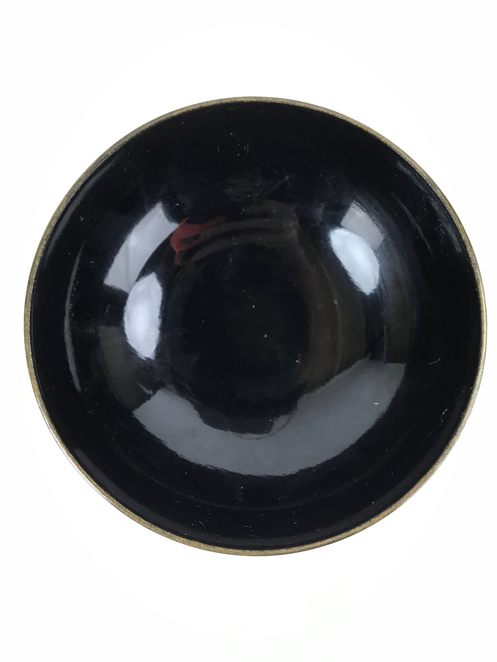 Japanese Lacquered Wooden Lidded Bowl Nimonowan Vtg Simple Black Gold LB116