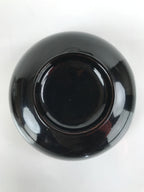 Japanese Lacquered Wooden Lidded Bowl Nimonowan Vtg Simple Black Gold LB116