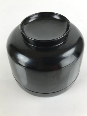 Japanese Lacquered Wooden Lidded Bowl Owan Vtg Rice Soup Dish Black LB111