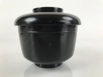 Japanese Lacquered Wooden Lidded Bowl Owan Vtg Rice Soup Dish Black LB111