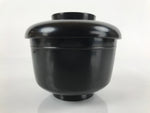 Japanese Lacquered Wooden Lidded Bowl Owan Vtg Rice Soup Dish Black LB111