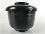 Japanese Lacquered Wooden Lidded Bowl Owan Vtg Rice Soup Dish Black LB111