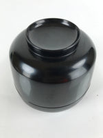 Japanese Lacquered Wooden Lidded Bowl Owan Vtg Rice Soup Dish Black LB112