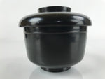 Japanese Lacquered Wooden Lidded Bowl Owan Vtg Rice Soup Dish Black LB112