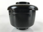 Japanese Lacquered Wooden Lidded Bowl Owan Vtg Rice Soup Dish Black LB112