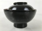 Japanese Lacquered Wooden Lidded Bowl Owan Vtg Rice Soup Dish Black Red LB128