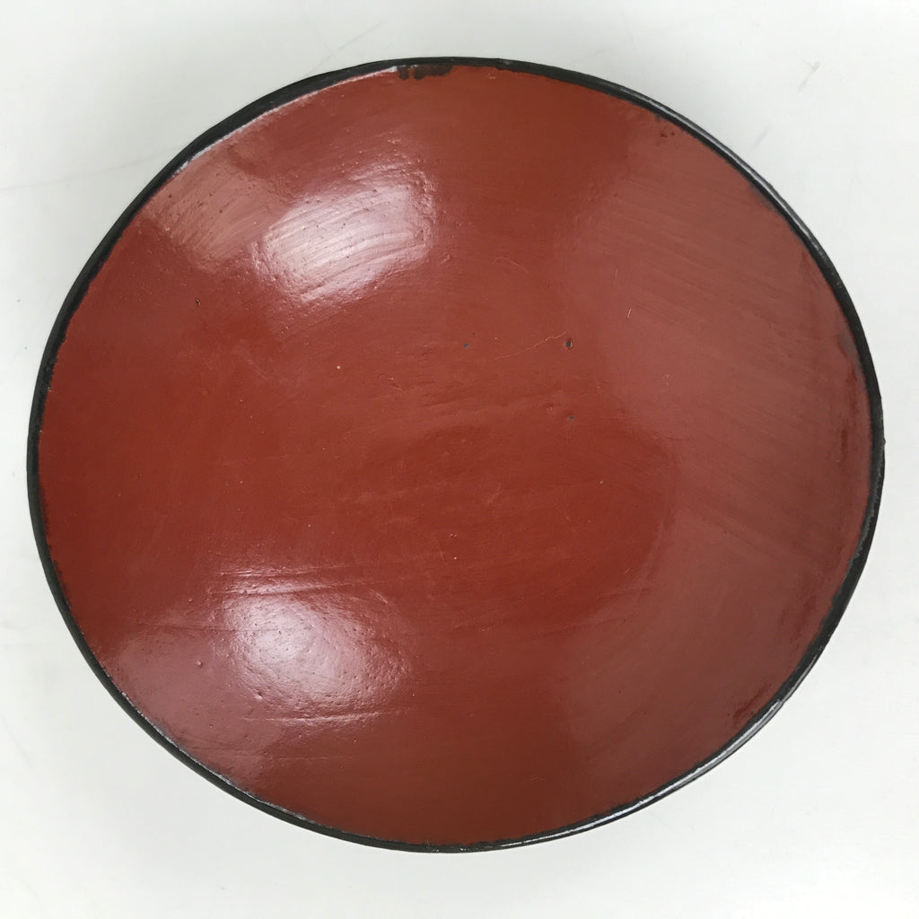 Japanese Lacquered Wooden Lidded Bowl Owan Vtg Rice Soup Dish Black Red LB128